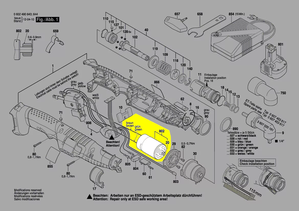 Moteur 9,6V réf. 3 607 031 537 Bosch